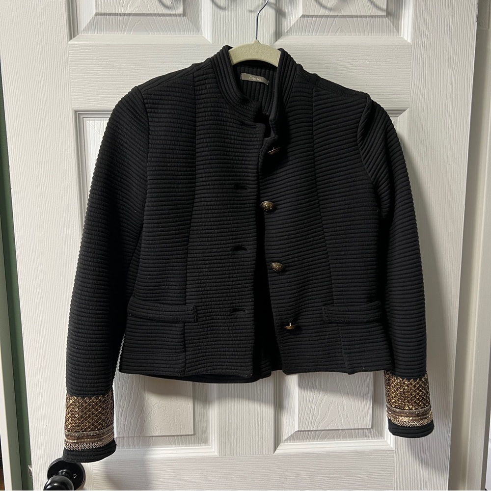 Elegant Black Jacket with Gold Accents